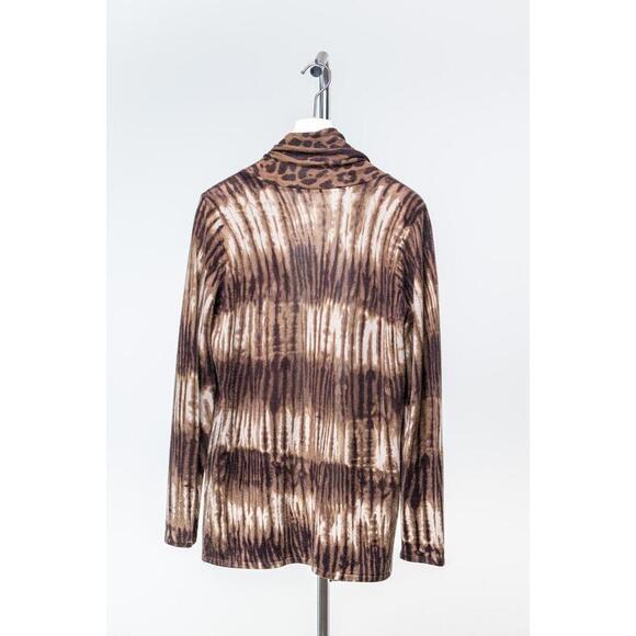 Neiman Marcus Animal Print Cashmere Cardigan - Picture 2 of 3